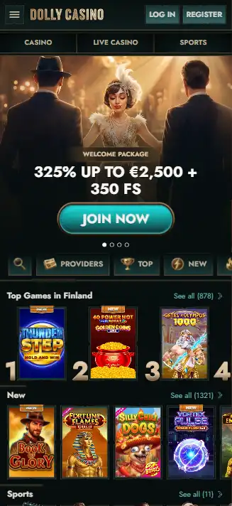 Mobilní zobrazení oficiálního webu Dolly Casino